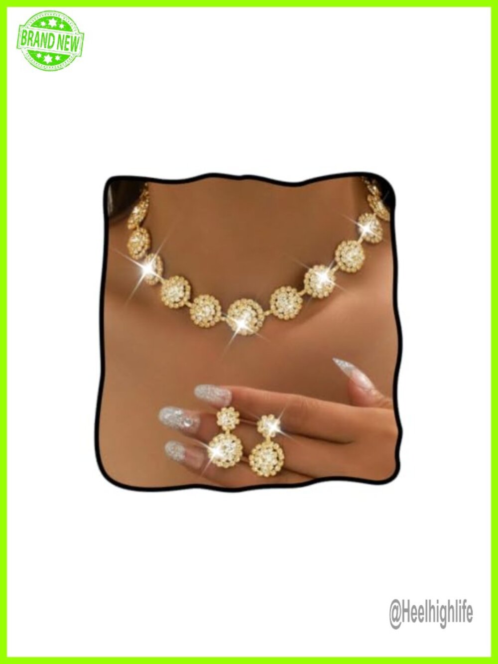 Crystal Rhinestone Bridal Wedding Jewelry Set Necklace 2 Earrings Formal
